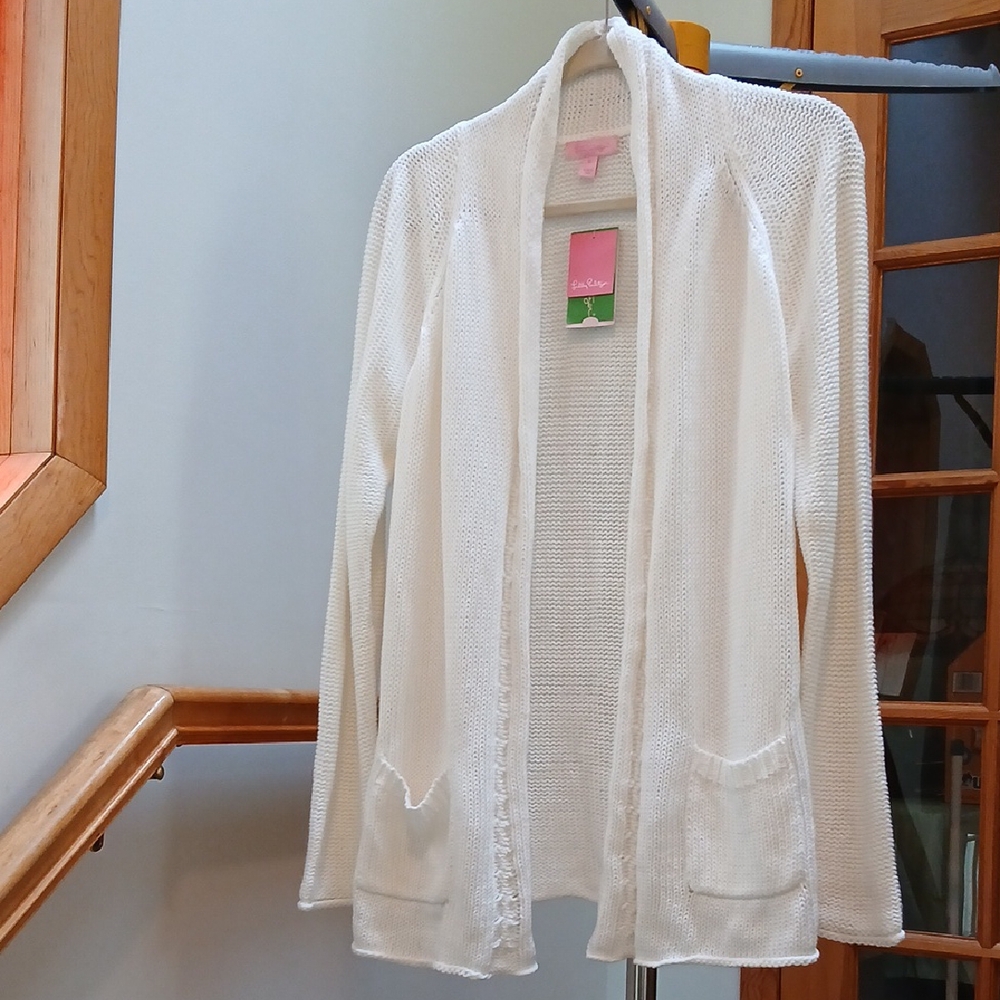 Lilly Pulitzer NWT Leah Open-Front Cotton Sweater Cardigan XL